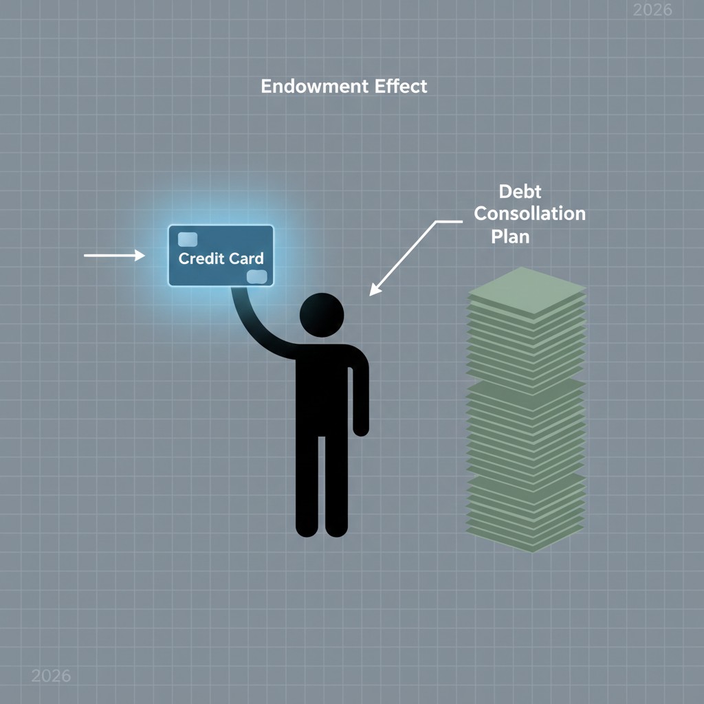 Diagram illustrating The Endowment Effect and the irrational attachment to credit limits in 2026 risk audits.