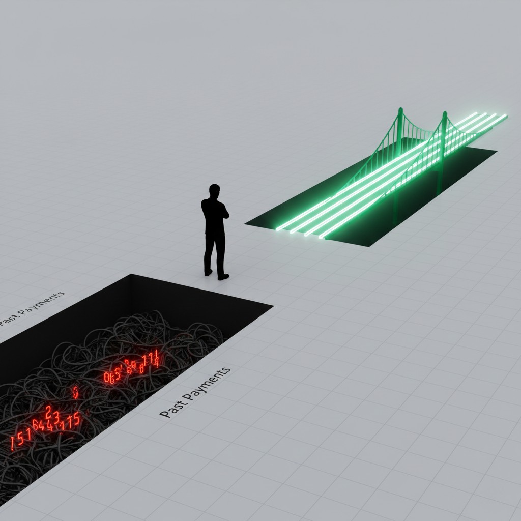 Diagram illustrating the Sunk Cost Fallacy and the persistence in failing financial strategies within 2026 credit risk audits.