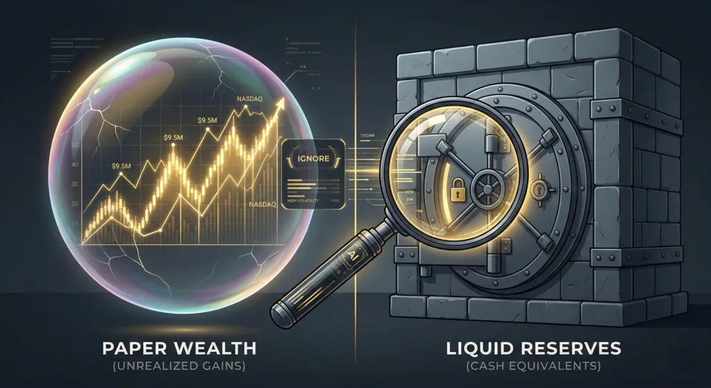 A conceptual comparison of fragile paper wealth versus solid liquid reserves in modern financial audits