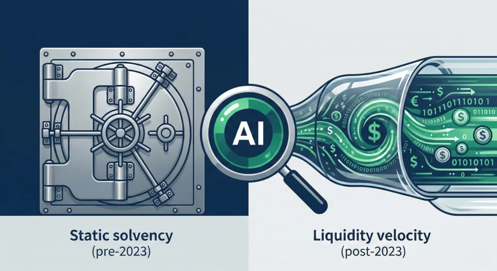 Comparing 20th-century static solvency audits with modern liquidity velocity monitoring post-SVB crisis.